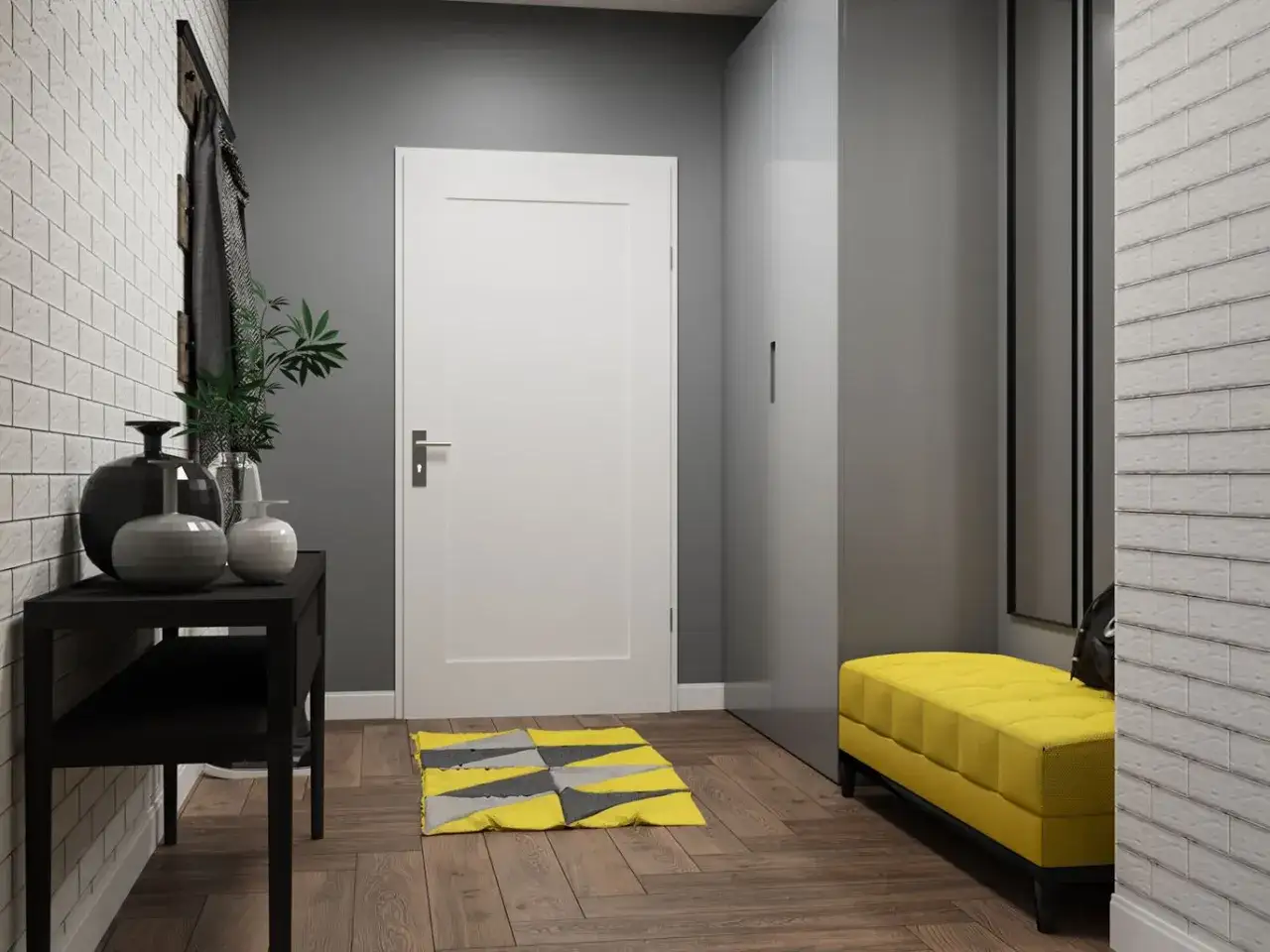 Szary przedpokój inspiracje materiały i kolory